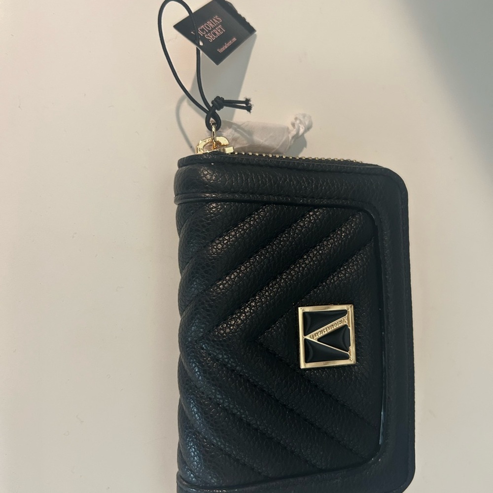 Victoria's Secret Black Quilted Wallet with Gold Detail